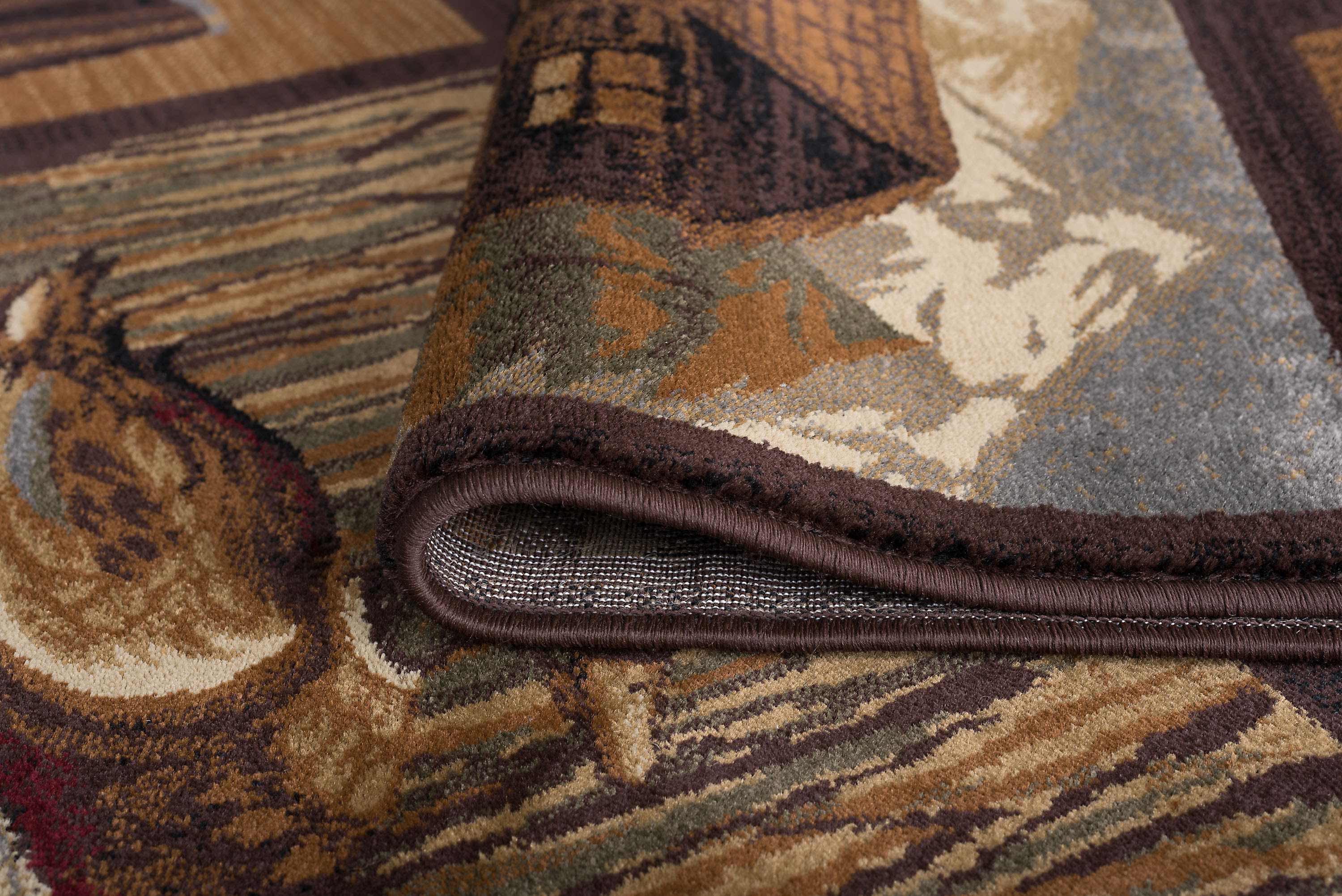 Nature Novelty 5' x 7' Brown and Beige Polypropylene Indoor Area Rug