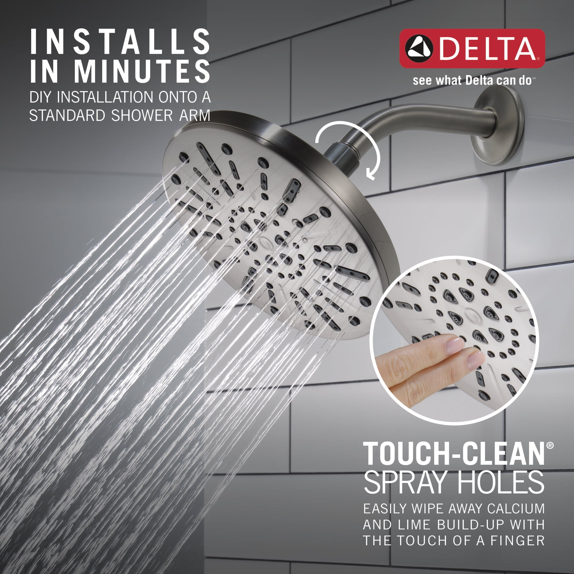 Delta 4-Setting Raincan Shower Head - 75444SN