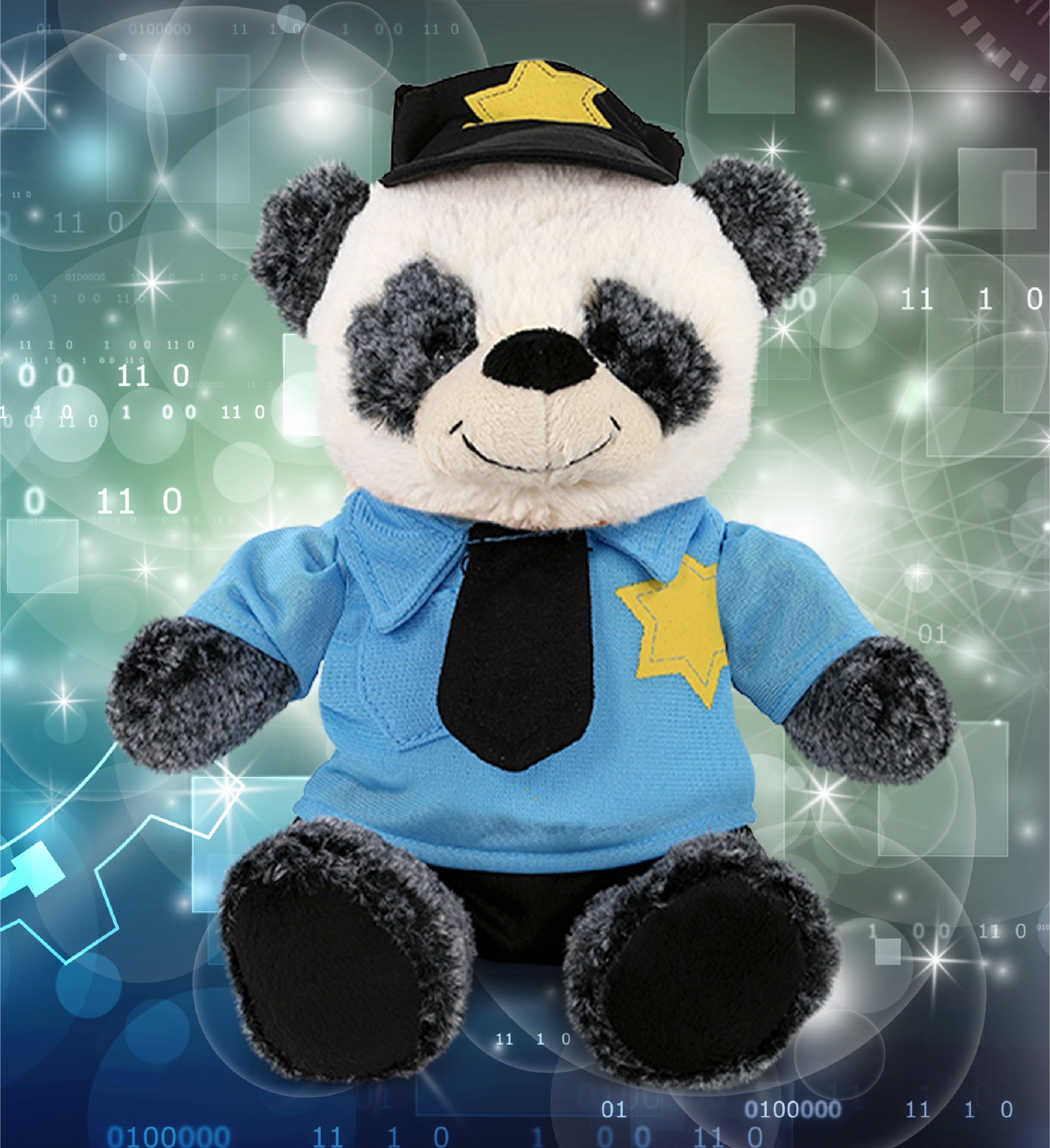DolliBu Sitting Panda Police Officer Plush Toy - Soft Panda Cop Stuffed Animal Dress Up with Cute Cop Uniform and Cap Outfit - Perfect Gift - 9 Inches