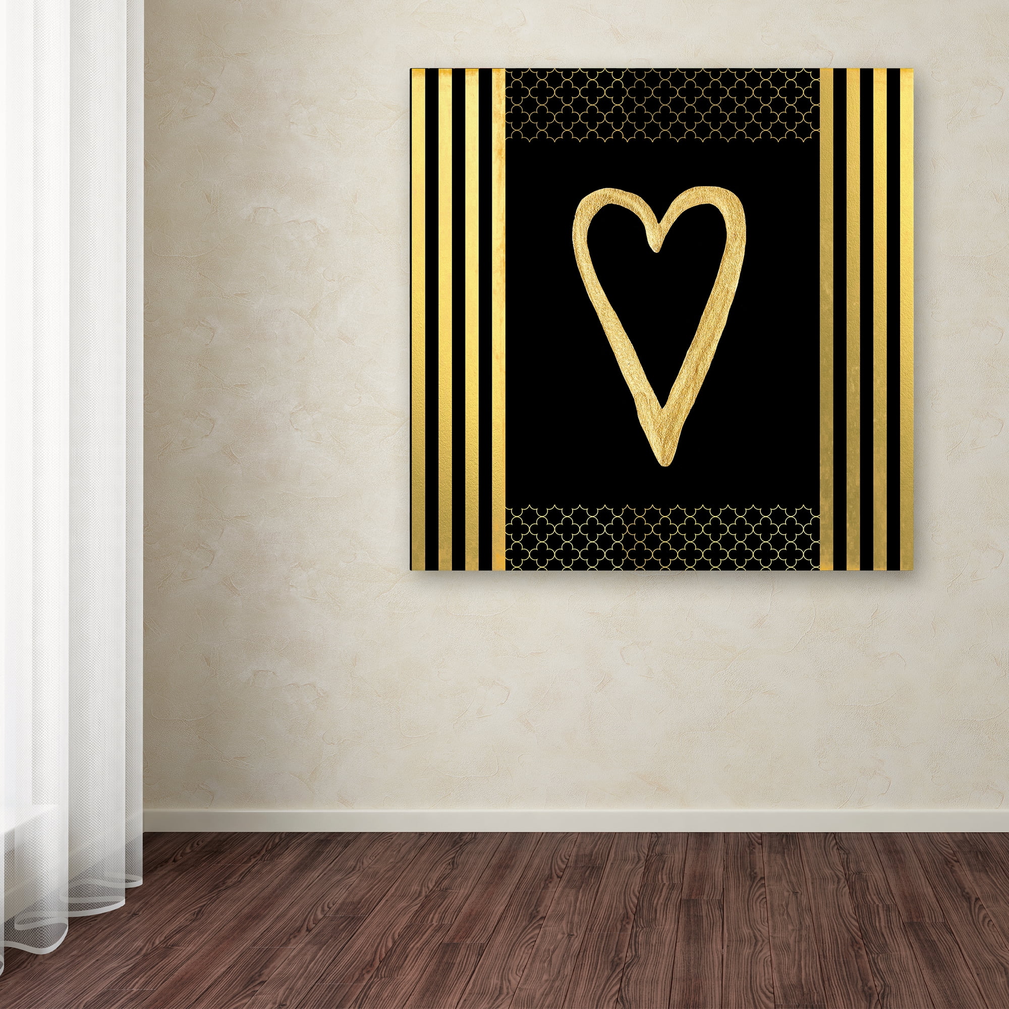 Trademark Fine Art 'Black & Gold - Feathered Fashion Heart' Canvas Art by LightBoxJournal