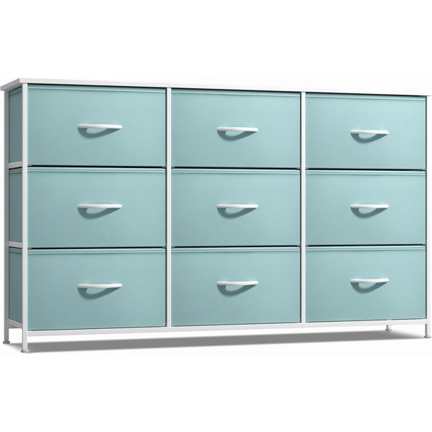 LLisha Kids Dresser with 9 Drawers - Storage Unit Organizer Chest for Clothes - Bedroom, Kids Room, Nursery, & Closet