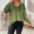 thumbnail image 4 of WRKEKC Womens Velvet Jacket Hooded Solid Color Casual Button Front Long Sleeve Drawstring Waist Winter Blazer, 4 of 4