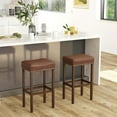thumbnail image 4 of Coastway 29.5" Wood Frame PU Leather Upholstered Bar Stools Set of 2 with Footrests Brown, 4 of 7