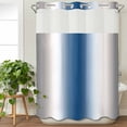 thumbnail image 3 of Lake Blue Grey White No Hook Shower Curtain Waterproof, Bathroom Curtains with Snap in Liners and See Through Top Window, Farmhouse Ombre Color Modern Hotel Style Bathtub Curtains Shower 72"Wx84"L, 3 of 8