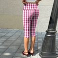 thumbnail image 7 of Minjewel Pants for Women - Floral Print Pleated Cropped Yoga Pants - Breathable Summer Bottoms Capri Pants for Women,Pink 2XL, 7 of 7