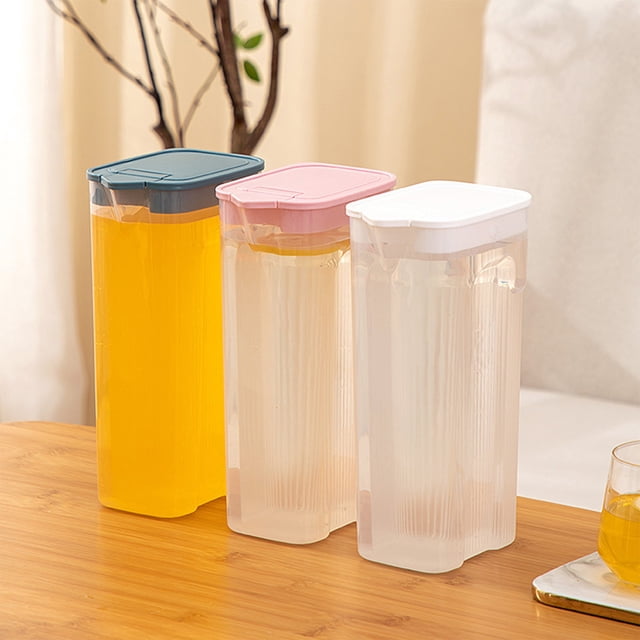 Cagogo 3Pcs Cold Kettle, .2L Large Capacity Pitcher With Lid for Refrigerator Kitchen, BPA Free Food Grade Plastic Water Jug, Leak Proof Cold Brew Tea Pitcher for Iced Water Fruit Infuser Drinks