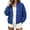 Blue, variant on Ghalytn Women's Fleece Lined Full Zip Jacket, Stand Collar Drop Shoulder Cargo Pocket Casual Outerwear