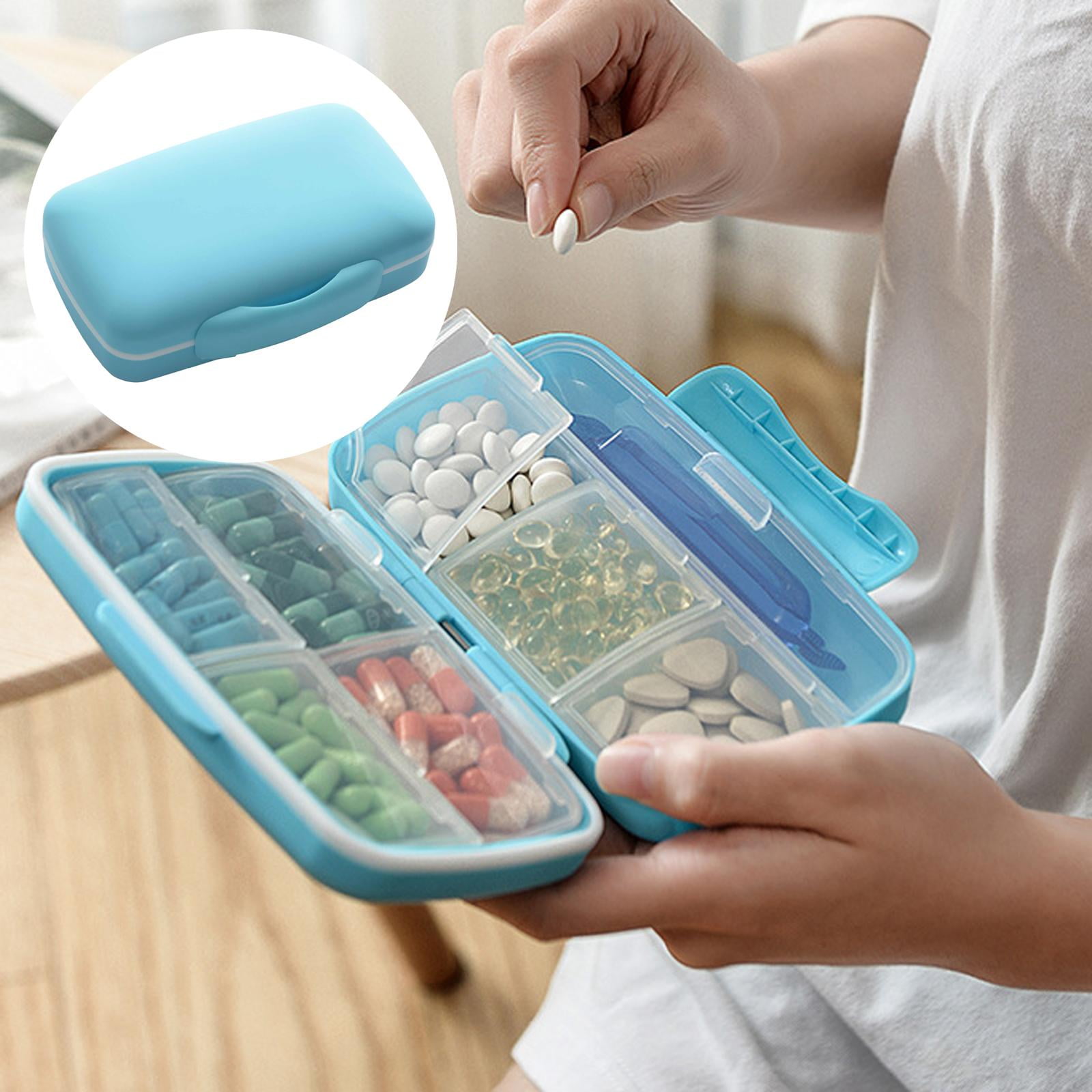 Wswqop 2x 7 Days Medicine Container Holder Tablet Pill Sorter Case Organizer