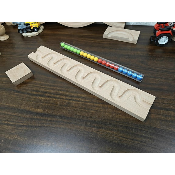 Pack of 2 Marble Run Track, LONG TRACK, , Marble Race , Marble Run Race Wooden Plate, Light weight Toy, Montessori 2 Track Plate only