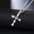 thumbnail image 3 of HOOUN Elegant Cross Jewelry Wedding Party 925 Silver Necklaces Pendants Cubic Zirconia-#1, 3 of 5