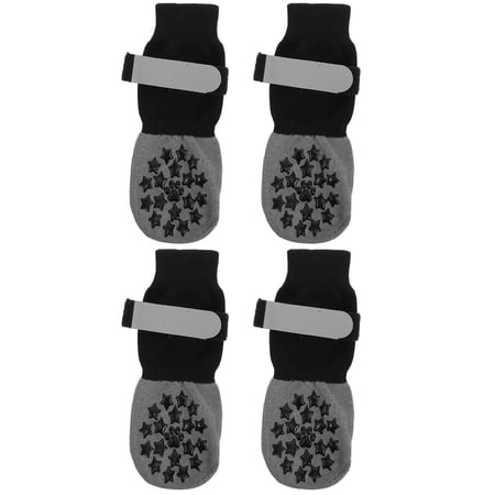 COMPUKAS 4Pcs Adjustable Straps Dog Booties for Pets with Knitted Design and Enhanced Grip Protection