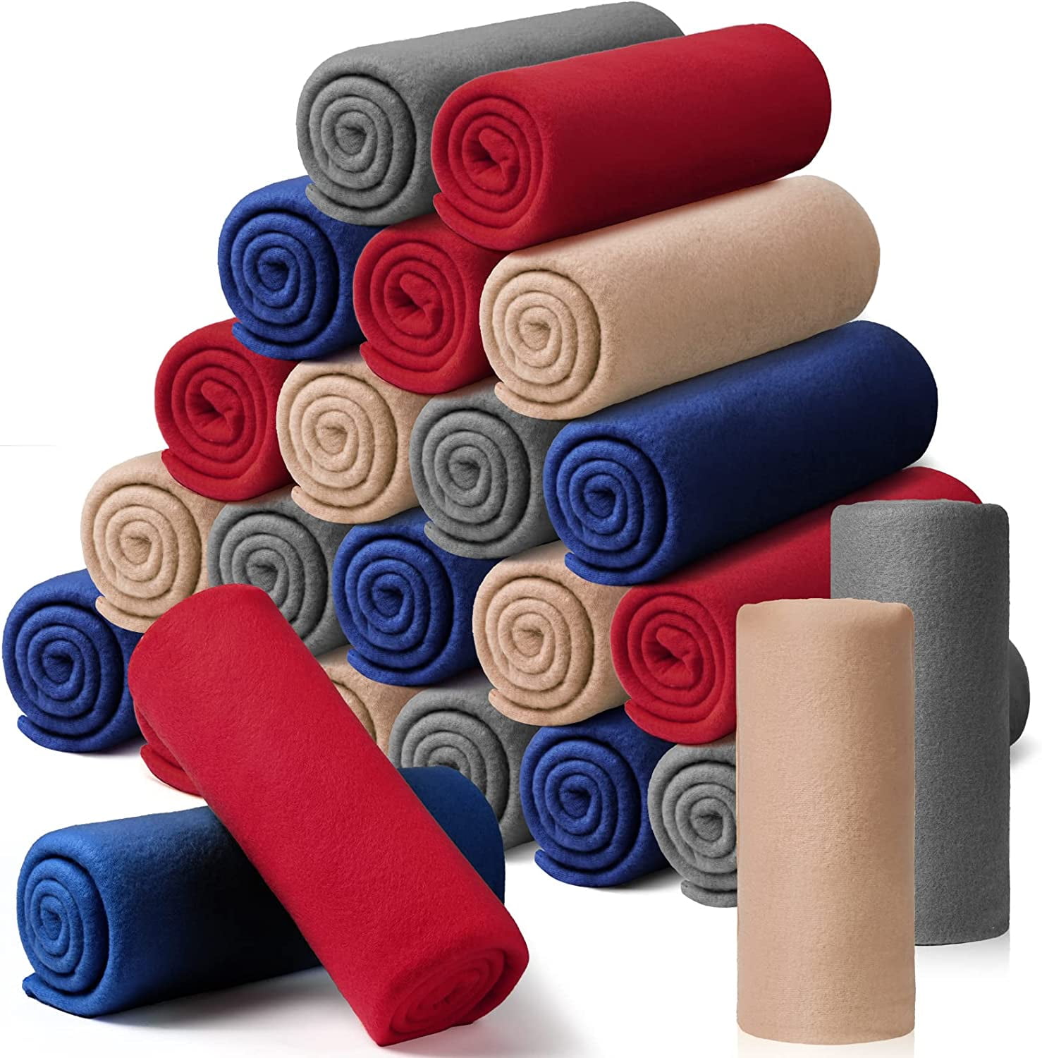 24 Packs Fleece Throw Blanket Soft Lightweight Fleece Blanket Warm Cozy