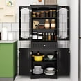 thumbnail image 5 of Auranook 63" Tall Bathroom Cabinet, Freestanding Storage Cabinet with Tempered Glass Doors, Adjustable Shelves & Large Drawer, Narrow Storage Organizer, 5 of 8