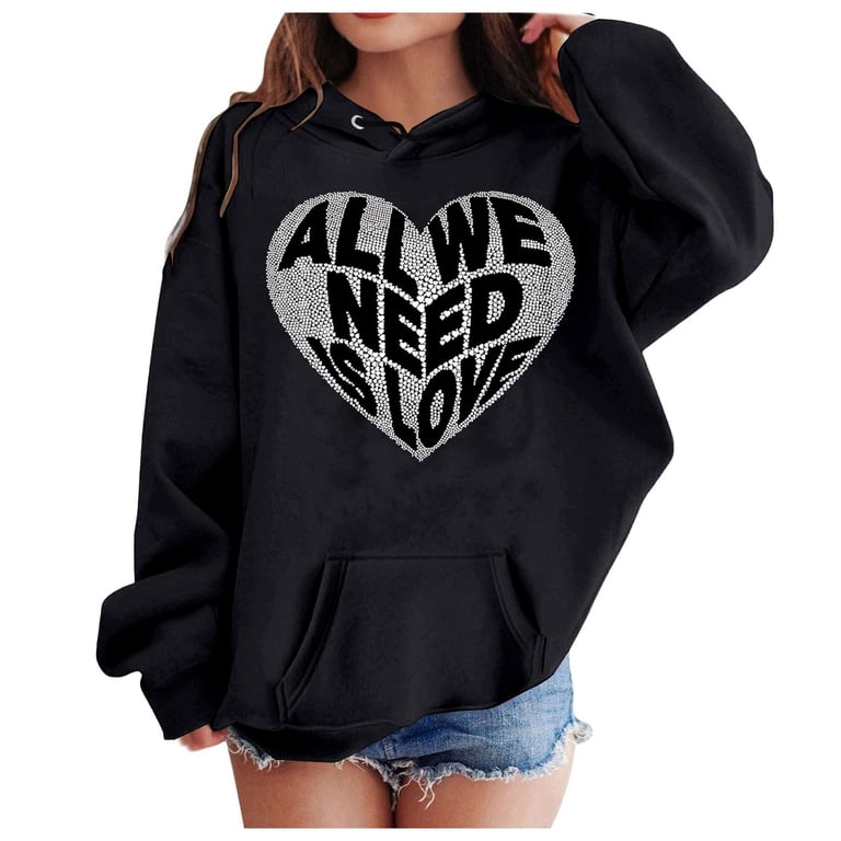 Valentine's Day Hoodies for Teen Boys Hoodies Love Print Oversized