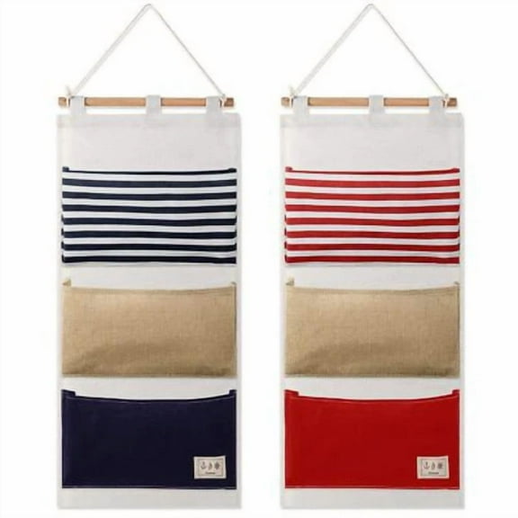 2Pcs Fish Extenders Hanging Organizer W/ 3Pockets Wall Hanging Storage Bag Linen