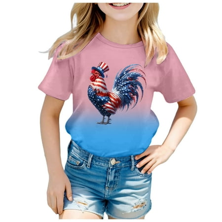 

WERYOUNG Toddler Independence Day Boys Girls T-Shirt Prints Short Sleeve Prints Tops Tee Child Simple Dailywear