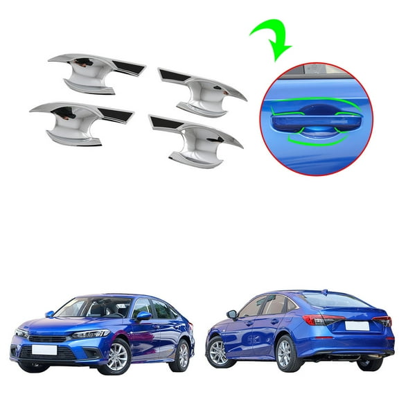 OUBOLUN ABS Chrome Silver 4 PCS/Set Door Lock Panel Frame Handle Bowl Cover For Honda 11th Gen Civic 2022 Car Exterior Accessories Decoration