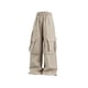 thumbnail image 3 of Amzcrzy Pantalones Cargo Holgados para Mujer, Cintura con Cordón, Pierna Ancha, Cómodos, Cintura Elástica, SobRojoimensionados, Informales, Estilo Calle Hip Hop, con Bolsillos, Tallas M-2XL Marrón, 3 of 6