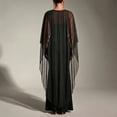 thumbnail image 6 of UDAUDU Women's Mesh Shawl Chiffon Cape High Low Flowy Poncho Trendy Elegant Sheer Wraps Capelets Bridal Wedding Evening Black L, 6 of 6