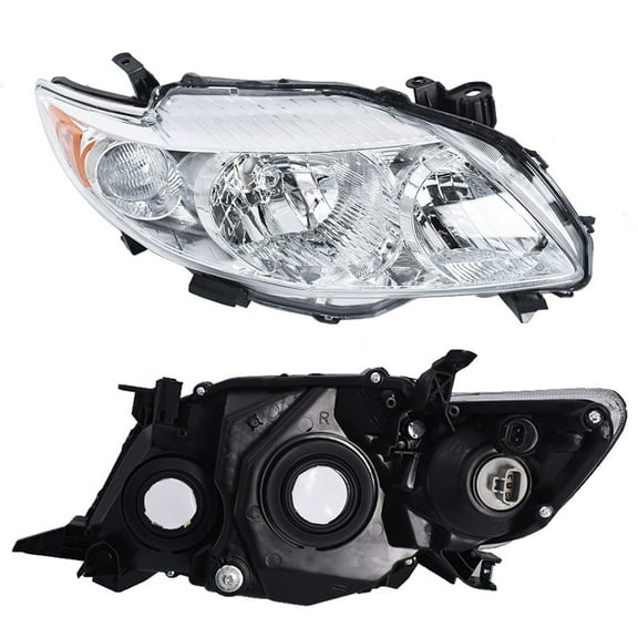 SEBLAFF TO2502183 TO2503183 Left & Right Silver Headlight Assembly Replacement for 2009 2010 Corolla with Amber Corner Driver and Passenger Side8115002670, 8111002670, 8115002680, 8111002680