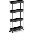 thumbnail image 1 of LLMRR 4 Tier Slim Rolling Cart, Rolling Storage Cart with Lockable Wheels, Bathroom Storage Cart, Mobile Shelving Unit Cart, Storage Organizer for Kitchen Bathroom, Black, 1 of 7