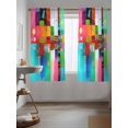 thumbnail image 3 of Colorful Oil Painted Curtains 72 Inch Length, Sheer Curtains for Bedroom Living Room Window Modern Abstract Art Vintage Rod Pocket Voile Drapes Kitchen Curtains Small Half Window 52"x72" 2 Panels, 3 of 6
