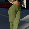 thumbnail image 4 of Gvdentm Women High Waisted Cargo Pants Baggy Wide Leg Casual Pants 4 Pockets Combat Military Trousers Green,L, 4 of 5