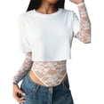 thumbnail image 6 of Wowcloth Women's Crop Top, Chic Solid Color, Slim Fit Short Sleeve for Daily Wear, 6 of 8