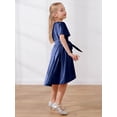 thumbnail image 4 of Flower Girl Dresses Wedding Guest Bridesmaid Party Short Sleeve Ruffle Velvet Formal Midi Teens Girls Dress Size 4-13Y, 4 of 12