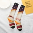 thumbnail image 4 of Daiia Sports Socks Baseball Ball With Flag Printed Novelty Crew Socks for Men Women Knee High Socks Cotton Socks Soft & Breathable Support Unisex Socks, 4 of 9