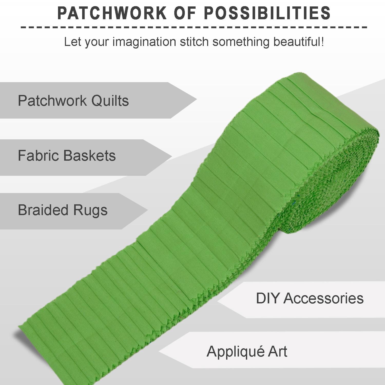 Soimoi Solid Jelly Roll 40 Strip Assorted Bundle, Fabric Strips for Quilting, Crafting and Sewing, 100% Cotton Fabric Jelly Roll Bundle For Scrapbooking, Precut Quilt Project, DIY Crafts- Fresh Green