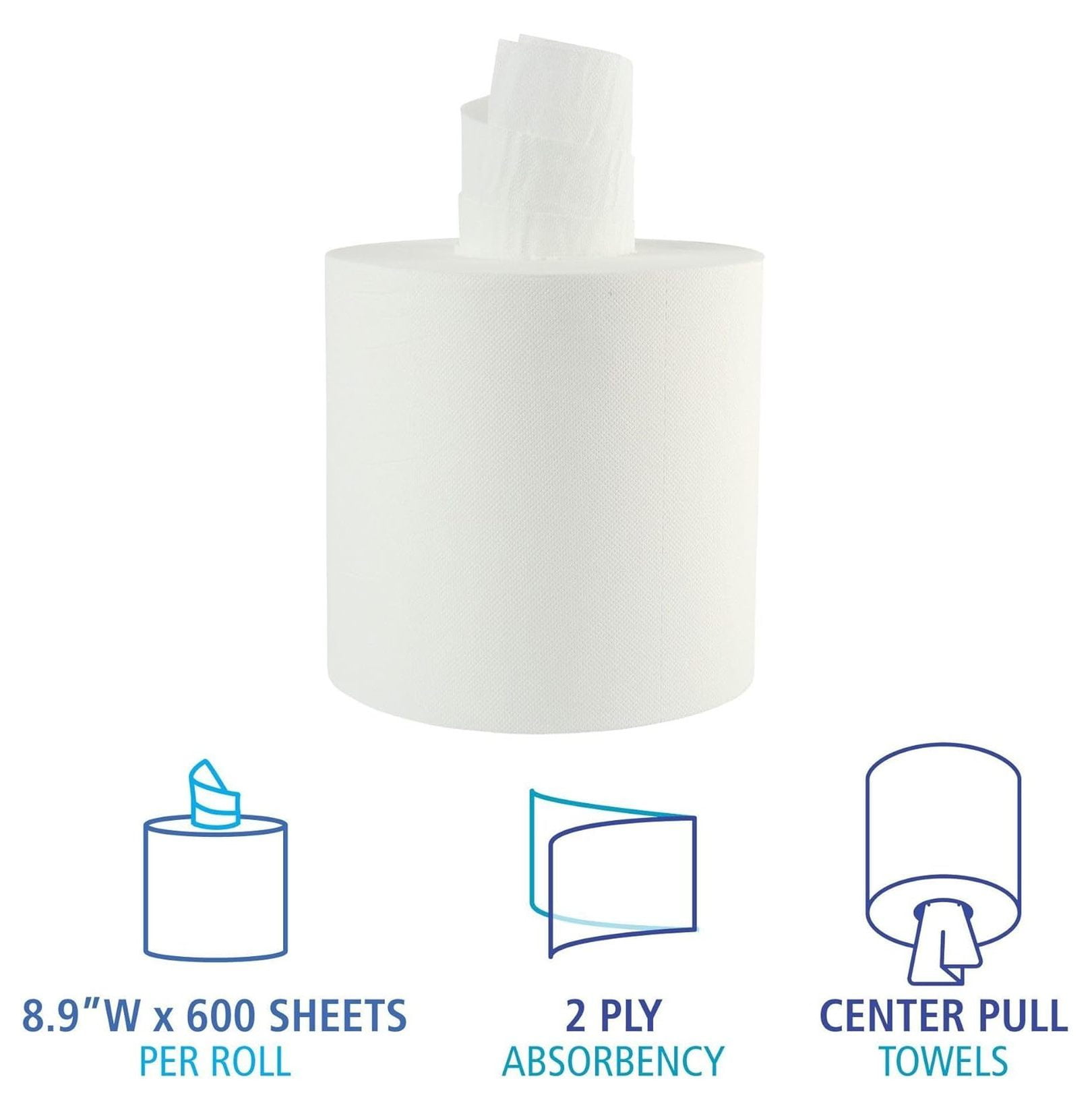SOD410321 7.6 in. x 8.9 in. 2 Ply Center-Pull Roll Towels - White (6/Carton) Paper Towel