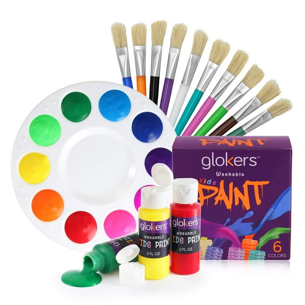 10Piece Kid's Paint Brushes Set with Washable Paint and Palatte 10