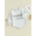 thumbnail image 4 of Yunliwuli Baby Girls Boys Autumn Romper Gray Long Sleeve Crewneck Letter Embroidery Casual Romper, 4 of 10