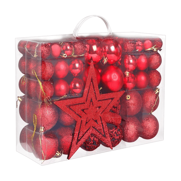 101Pcs Red Christmas Ball Ornaments for Christmas Tree, Shatterproof Christmas Tree Balls Decorative Baubles Hanging