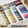thumbnail image 2 of SpaceAid Bamboo Dresser Drawer Dividers 6 Pack, 4.65“ High Adjustable 12.5“-17” Drawer Organizers for Clothing, White, 2 of 7