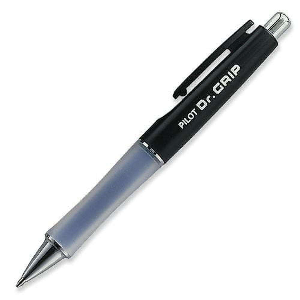 Pilot Dr. Grip Retractable Ballpoint Pen, Medium Point, Black Barrel with Black Ink, 3 Pens (36100) with 6 Black Ink Refill