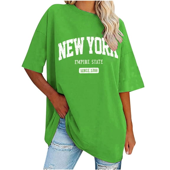 T Shirts for Women Summer Ladies Tops Oversized Tshirts Crew Neck Short Sleeve Basic Tee Army Green S
