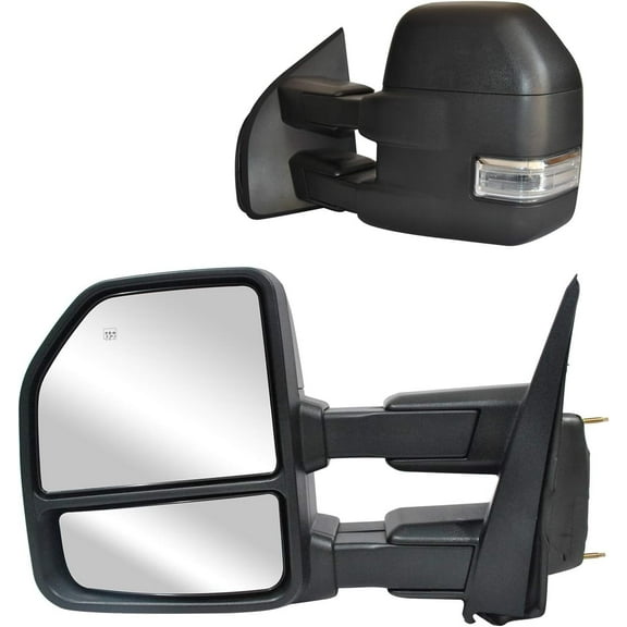 WLLW Towing Mirrors for Ford F150 Pickup Truck 2015 2016 2017 2018 2019 2020 Power Heated Turn Signal Light Auxiliary Light Puddle Light Tow Mirrors 22 Pin Plug Black Housing