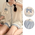 thumbnail image 4 of Perro encantador patrón corto Top Pantalones pijamas traje transpirable suave mujer ropa de dormir para el hogar, 4 of 8
