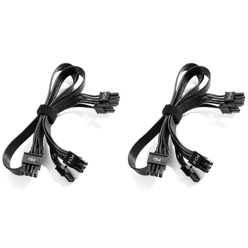 2X PSU VGA Male to Dual PCIe 8 (6+2) Pin Male PCIE GPU Power Cable for