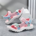 thumbnail image 5 of Ticikt Kids EVA Sport Sandals, Lightweight Adjustable Strap Outdoor Beach Shoes, Girls Color Block Princess Style Summer Sandals, 5 of 9