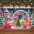 thumbnail image 6 of Colorful Village Welcome Whoville Banner Christmas Tree Holiday Backdrop Gift Boxes Snowy Scene Festive Background for Christmas Party Holiday Decoration Photo Shoot, 6 of 9