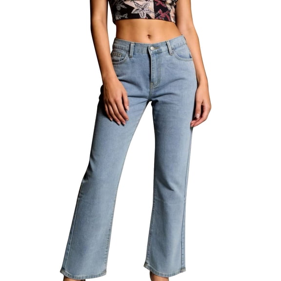 Women's Pants Petite,Jeans for Women High Waisted Denim Wide Trousers Bootcut Loose Fit Retro Straight Vintage Flare Leg Pants