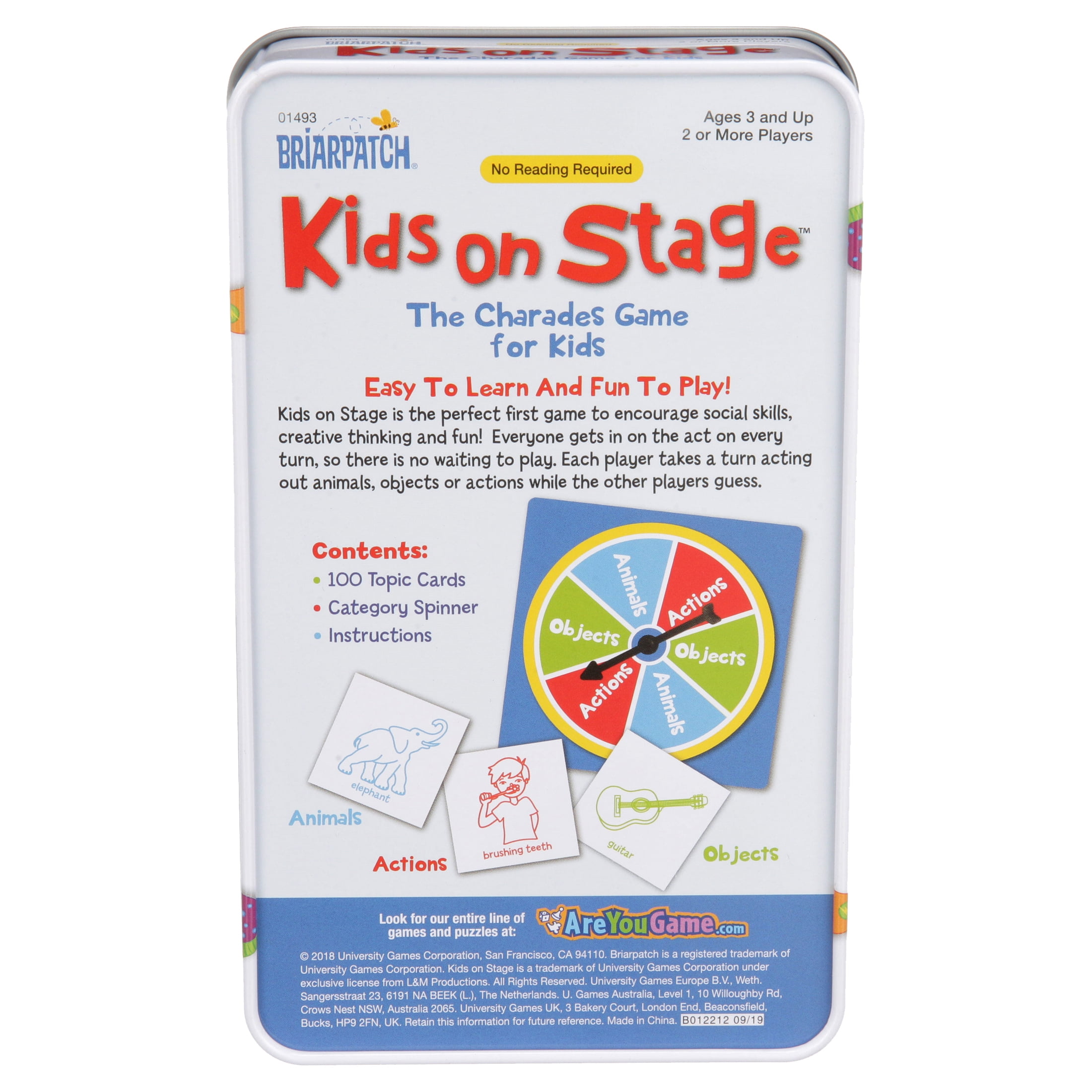 Kids On Stage Charades Game In A Tin 100 Topic Cards Walmart Com