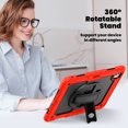 thumbnail image 4 of Case for iPad Pro 13 inch (2025 M5/2024 M4) with Screen Protector, 360 Degree Rotating Kickstand Hand Strap Heavy Duty Shockproof Cover with Shoulder Strap, Red, 4 of 7