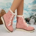 thumbnail image 6 of Xiaoxatg Women's Mid-Calf Boots Fashionable Winter Lace Up Solid Color Lined Comfortable and Warm Walking Footwear for Women 9 Pink, 6 of 8