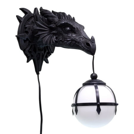 

Ebros Large Sculptural Shadow Basilisk Dragon Wall Sconce Electrical Spherical Ball Lamp Fantasy Gothic Wall Plaque Decor