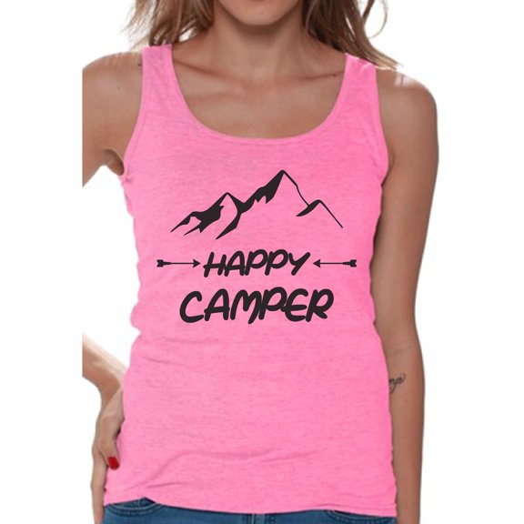 Awkward Styles Black Happy Top for Her Happy Camper Women Tank Top Camper T Shirt for Wife Happy Camper Tank Top for Women Camping Clothes for Her Happy Camper Tank Top for Girlfriend Camping Lovers
