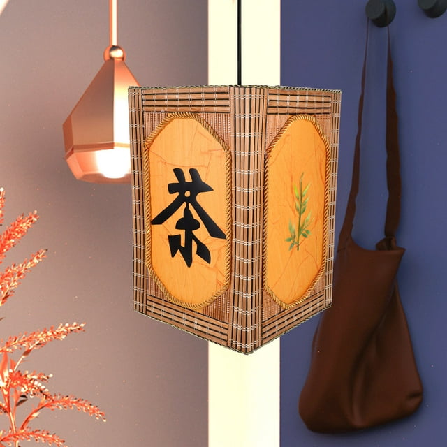 Minkissy 1Set Retro Style Bamboo Woven Lampshade With Softening Light Feature For Coffee Shop Restaurant
